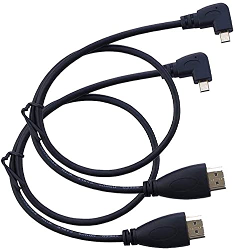 LiKuCo Micro HDMI to HDMI Cable Angled 2Pack 90 Degree Left Angle Micro HDMI Male To HDMI Male Cable Adapter Connector 20" 50CM (2PCS LEFT)