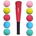 Aoneky Min Foam Bat with Multi Balls for Toddler - Indoor Soft Super Safe TBall Set Toys for Kids Age 1 Years Old (Red)