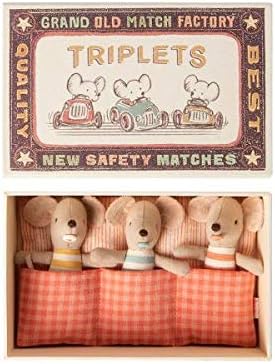 Maileg Baby mice, Triplets in matchbox