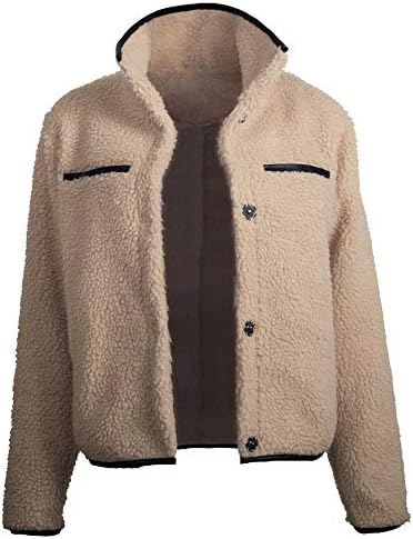 YEZIJIANG Women's Faux Fur Teddy Bear Jacket Fluffy Fleece Outwear Coat Ladies Autumn Lapel Jacket Coat Long Sleeve Warm-up Cardigan Overcoat Outercoat with Chest Pocket