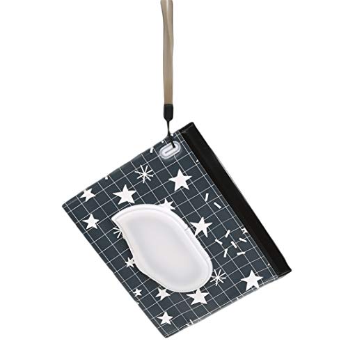 YouCY Stars Leaves Clean Wipes Carrying Bag Cosmetic Pouch Reusable Wipes Container Dispenser Travel Wet Wipe Case for Women Girl,Stars - Thumbnail 7
