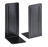 Acrimet Jumbo Premium Metal Bookends 9" (Heavy Duty) (Black Color) (1 Pair)