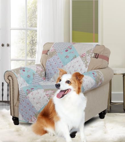 Blue & Green Roses Patchwork Couch Chair Slip Cover