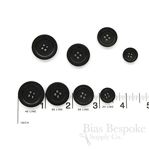 Set of 3 Chic Black Corozo Overcoat Buttons, 40 Line, Made in Italy - Thumbnail 2