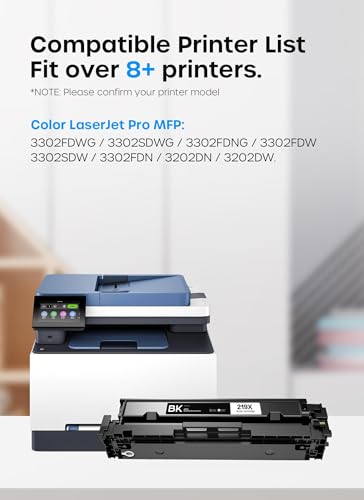 Timink 219X (avec Puce) Compatible pour HP Color LaserJet Pro MFP 3302FDWG | pour HP Color LaserJet Pro MFP 3302SDWG 3302FDNG 219X 219A W2190X W2191X W2192X W2193X Set - Noir Cyan Magenta Jaune(4 Pack)