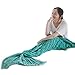 yashidali Wearable Mermaid Tail Blanket Crochet, All Seasons Warm Knitted Bed Blankets Sofa Living Room Quilt for Kids and Adults, Fish-Scales Pattern, 76.8