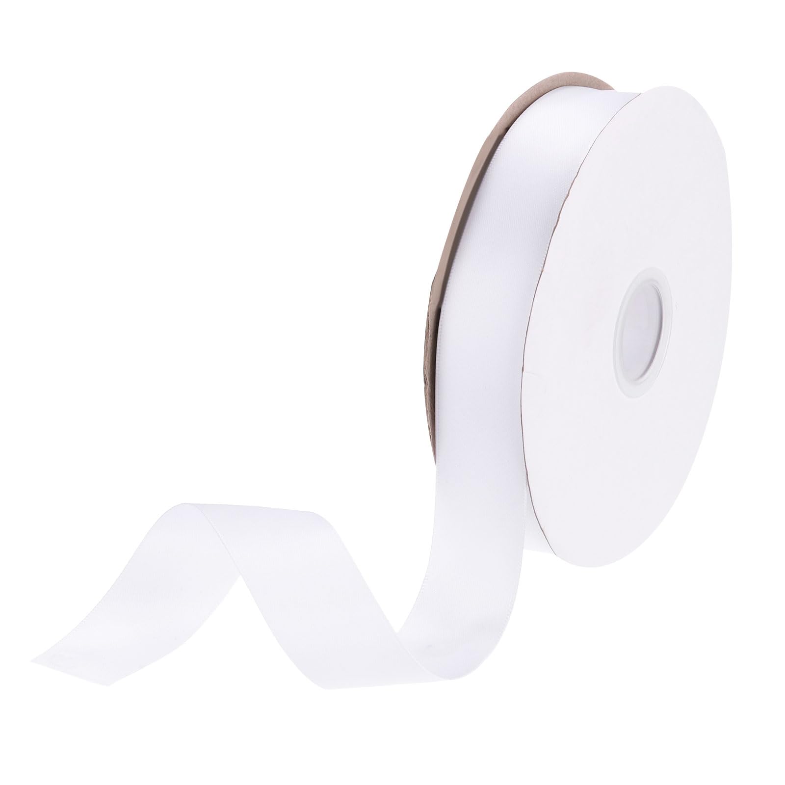 DMiotech 25mm Satin Ribbon 46m/150ft Thin Double Face Fabric Grosgrain Ribbon for Gift Wrapping Floral Hair Flower Bouquet, White