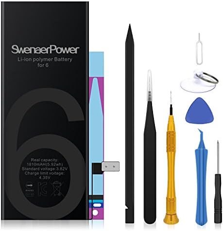 SWENAERpower Battery for iphone 6 (A1586, A1589, A1549) - With Complete Repair Tool Kits &amp; Instructions [2 Year Warranty]