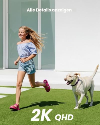 Mrowly 2K Überwachungskamera Aussen Solar, 2er Set, 360° PTZ WLAN | 2 Kameras für Eingang, Garten und Garage, Akku, abnehmbares Solarpanel, 2,4GHz WLAN, PIR, Farbnachtsicht, 2-Wege-Audio, IP66
