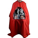 Silvercell Barbers Hair Cutting Cape Gown Viewing Window Hairdressing Clothes Red