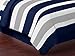 Navy Blue, Gray and White Childrens, Teen 3 Piece Full / Queen Boys Stripe Bedding Set Collection