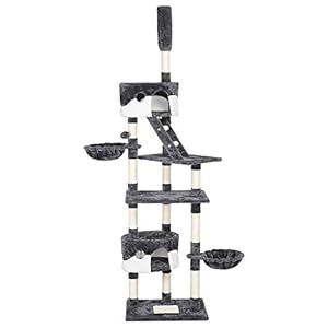 Yaheetech Kratzbaum Stabil Katzenbaum Kletterbaum für Katzen Spielbaum deckenhoch höhenverstellbar 228-255 cm