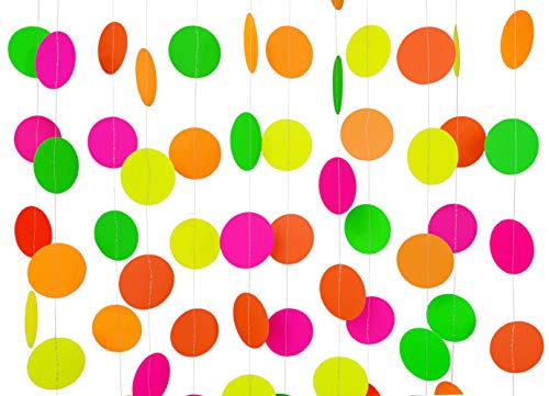 Midnight Glo 78ft Neon Paper Garland Circle Dots Hanging Decorations for Birthday Party Wedding Deco - //medicalbooks.filipinodoctors.org