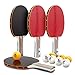 Yan&Dan - Ping Pong Paddle Set | 4 Table Tennis Rackets | 8 Professional Balls with Portable Case | Excellent Grip, Speed and Spin | Soft Rubber Material | Recreational Bundled Set | Indoor & Outdoor