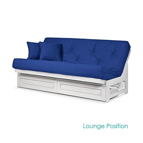 Arden White Futon Frame With Storage Drawers Full Or Queen Size Solid Hardwood Armless Sofa Bed Frame Construction Gift Of Space