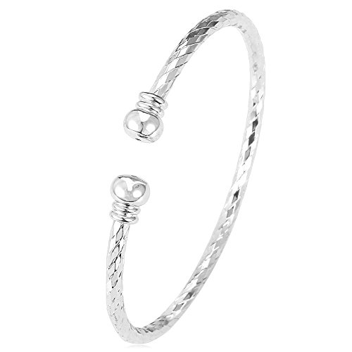 U7 Simple Cuff Bracelet Platinum Plated Fine Bangle Bracelet Fashion Jewelry (Platinum)