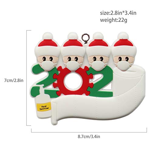 YueLife Personal Customized Christmas Tree Ornaments 2020 Quarantine Survivor Souvenirs Christmas Decoration Kit with Face Protection Device Family Creative Gifts (White, 4 Persons)