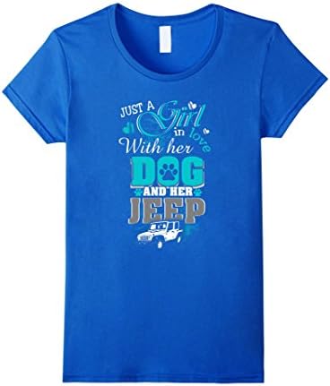 Womens Just A Girl With Her Dog And her Jeep t shirt XL Royal Blue