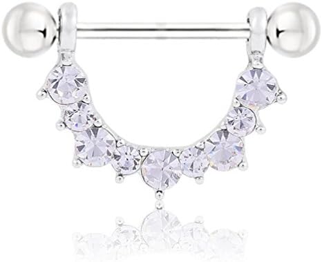 YiCheaGo 1pair U Style White Crystal Nipple Piercing Rings