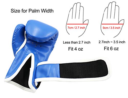 Dtown Toddler Boxing Gloves for Child 4oz Boxing Gloves for Kids Age 3 to 7 Years PU Leather Blue - Thumbnail 5