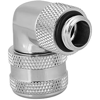 idalinya Elbow Connector G1/4 Thread Water Cooling Fitting System 90° Rotary Fitting Adapter for 10x14 Hard Tube(Silver)