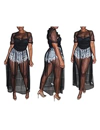 Maxivestido de manga corta para dama con malla