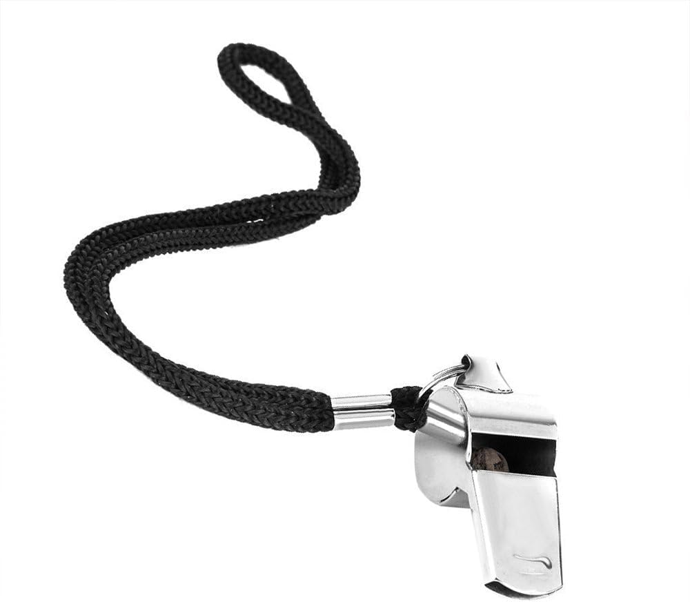SquarezhenBo 1Pc Silver Stainless Steel Whistle Metal Referee Whistle Whistle Training Whistle Whistle Emergency Whistle With Holder Rope for Trainers, Referee and Trainer Equipment