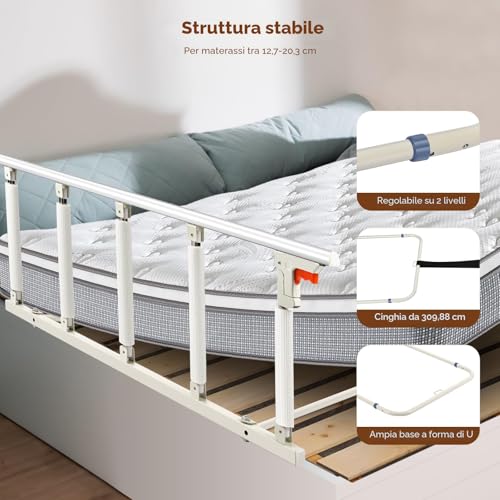 Brolteja Elderly Bed Rails, Barrier for Anti-Fall Barrier Bed Rails Protection for Disabled Adults, One Key Folds