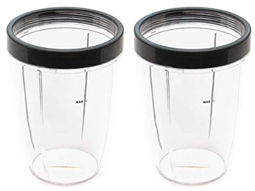NUTRiBULLET 24-Ounce Cups with Screw-Off Lip Ring by NutriGear (Pack of 2) | NutriBullet Replacement Parts & Accessories | Fits NutriBullet 600w and Pro 900w Blender