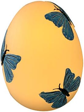 Easter Egg Decorations Spring Home Decor Handmade Hand Painted Real Wax Battery Operated Flameless LED Candle Kids’ Room Nursery Night Light Decorative Table Lamp Centerpiece with Timer Blue Butterfly