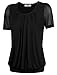 Blouse Top,Timeson Womens Basic Elegant Soft Round Neck Short Sleeve Chiffon Blouse Tops Medium Black