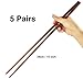 Dulcii Traditional Chinese Wooden Extra Long Chopsticks for Hot Pot, Frying, Cooking, Noodle, 38cm/15inch Each Pair (5 Pairs)