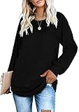 SAMPEEL Long Sleeve Shirts for Women Black Tunic