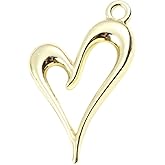 PEPPERLONELY 10PC Gold-Plated Alloy Heart Charms Pendants 24x15mm