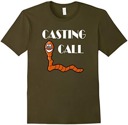 Mens Casting Call Worm T Shirt - Gardening Vermiculture Funny Large Olive