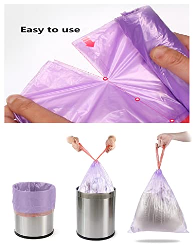HULPPRE Eco Care Drawstring Garbage bag 5 Gallons,Pack of 5 * 15 Bags,Leak-Proof Trash Bags with Handle for Kitchen,Home,Office