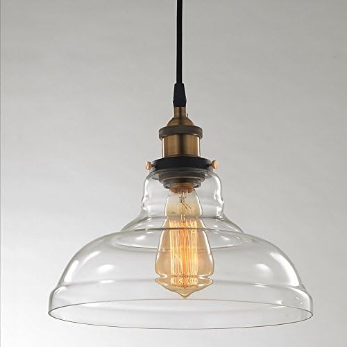 Pendant Light,Transparent Glass Ceiling Lamps ,Pendant Lighting for Kitchen Restaurant Bar Cafe Lighting, UL Certified Ceramic Lamp Holder Pure Aluminum Plated Lamp Cup Durable