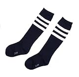 Flyusa 1 Pair Toddlers Children Kids Girls Boys Cotton Bootie Knee High Long Soccer Socks Team Socks for Kids 4-5 Years Old