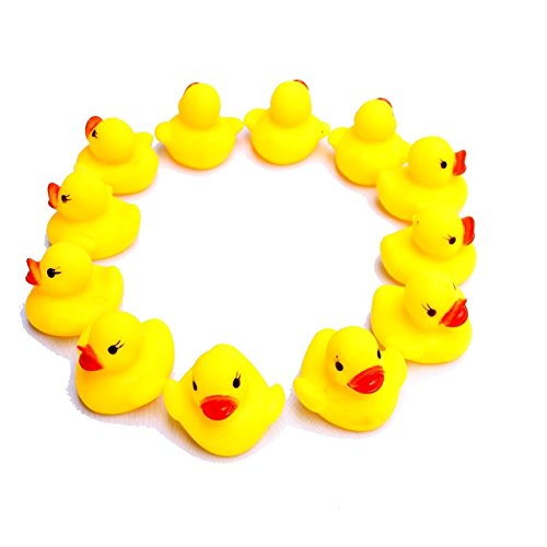 Novelty Place[Float & Squeak] Rubber Duck Ducky Baby Bath Toy for Kids (12 Pcs)