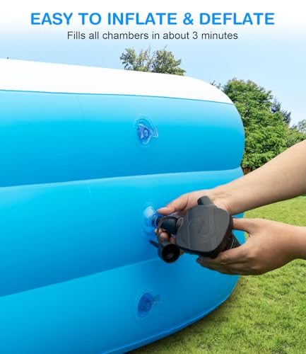 Large Inflatable Swimming Pool - GISAEV 145" x 74" x 22" Oversized Family Blow Up Pool for Adults & Kids, Sturdy Thickened Backyard Kiddie Pool, Easy Setup & Portable (145 Pale)