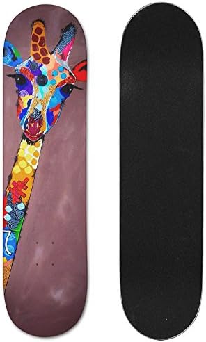 Fashion Oil Painting Giraffe Skateboards Strong &amp; Lightweight Skateboard Decks 7.6" X 30.6"Mable