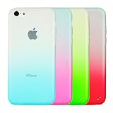 Teviwin(TM)(A135) 4pcs Gradient Color Matte Clear Protective Skin Soft TPU Gel Snap On Case Cover for Apple iphone 5C (Sky blue/Pink/Green/Red)