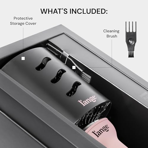 L'ANGE HAIR Le Volume 2-in-1 Titanium Blow Dryer Brush | Frizz Control Blowout Hair Dryer Brush For Drying And Straightening | Volumizing Hot Air Styler For All Hairstyles | Oval Barrel | Blush - 60mm