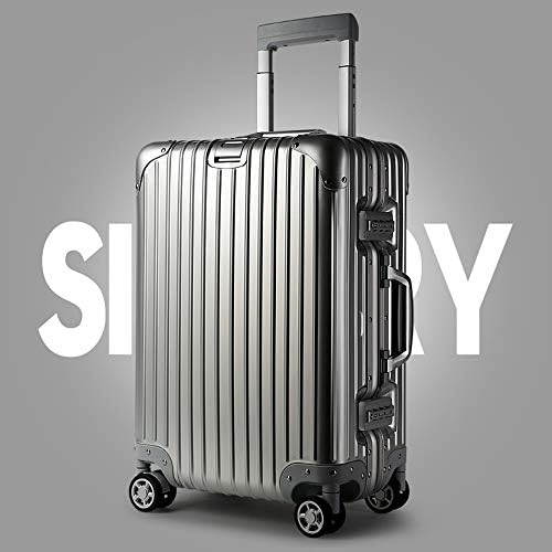 Durable Luggage Suitcase Trolley Suitcase Aluminum-magnesium Alloy Inch TSA Lock Portable Carry On With Spinner Wheels Business Travel Bag Scratchproof Large Capacity 20 Inch 24 -Travel case - Flight