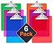 Plastic Clipboards with Butterfly Clip Set of 6-12.5 x 9 Inch Multi Color Plastic Clipboards Bulk - Clear Clipboards Bulk Classroom Holds 100 Sheets, Acrylic Clipboard Clear 6 Pack