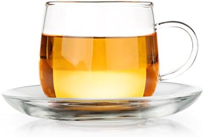 Glass Cup and Saucer 200ML Tea Repertoire | Pure Handmade Mouth Blown Borosilicate Transparent Glassware | Heat Resistant Teaware