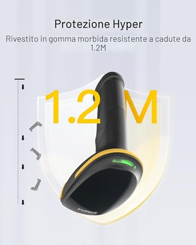 Inateck 1D 2D QR Barcode Reader, Wireless Bar Code Gun Plug and Play, 2600mAh Battery, Barcode Scanner with APP and SDK, Compatible with PC Computer Android iOS iPhone, BCST-23