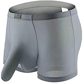 AIVibrat Mens Elephant Trunk Underwear Sexy Ice Silk Solid Color Separate Pouch Boxer Briefs