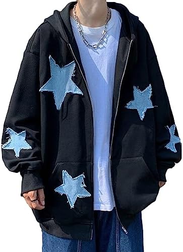 Amazon.com: LAPUNIOT Women's Zip Up Sweatshirt Men's Star Zip Up