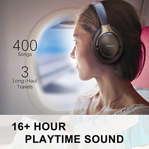 Casque Bluetooth sans Fil, Tecknet Casque Audio Stéréo Hi-FI Oreillette Bluetooth 5.0 avec 16 Heurs de Lecture, Cache-Oreilles Confortable et Son Haute Fidélité pour iPhone/Android/Tablettes/PC